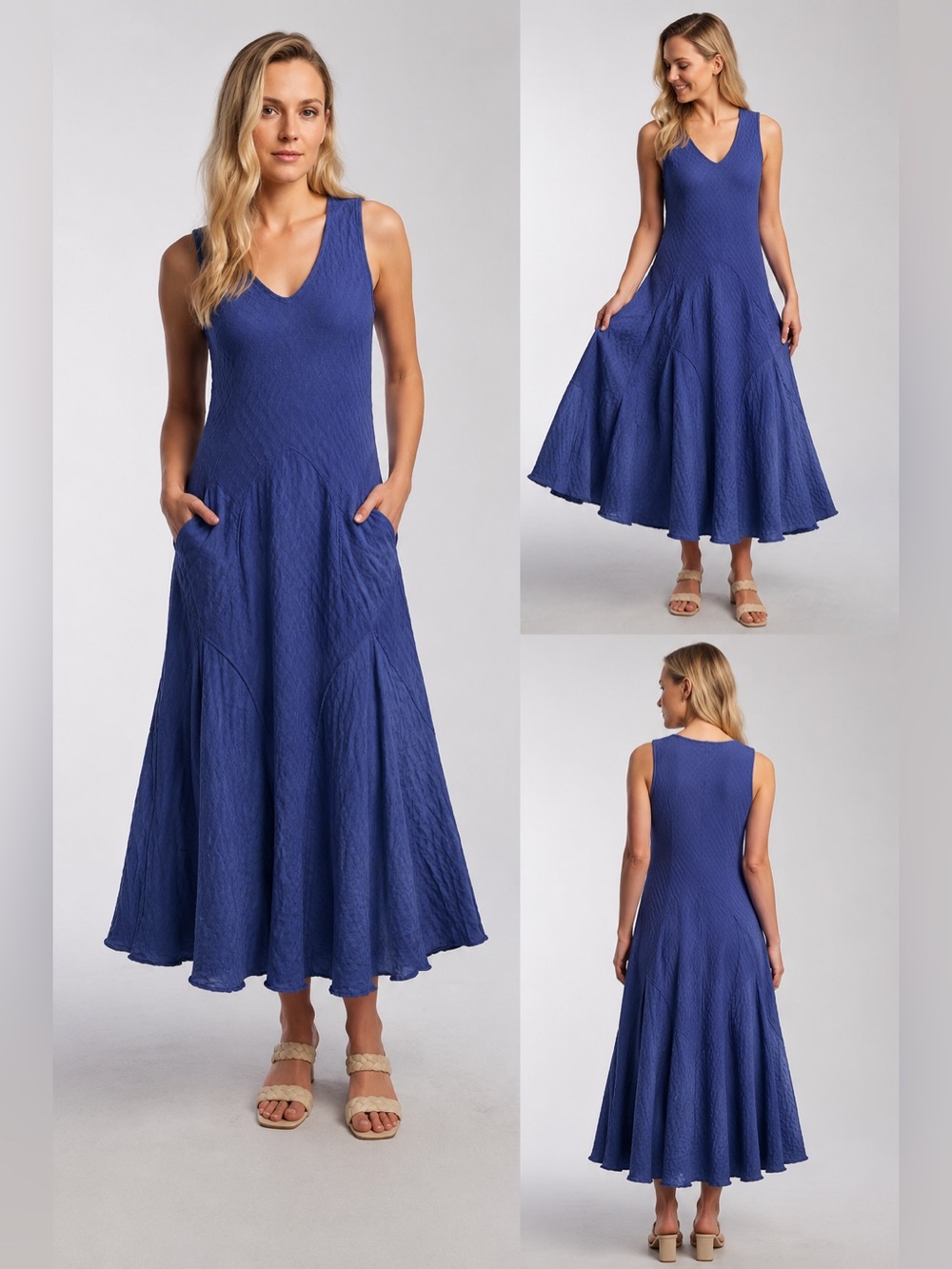 LUNA LUZ MARGARITA LINEN MIDI TANK DRESS Pockets USA